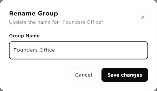 Rename Group dialog with the Group Name field