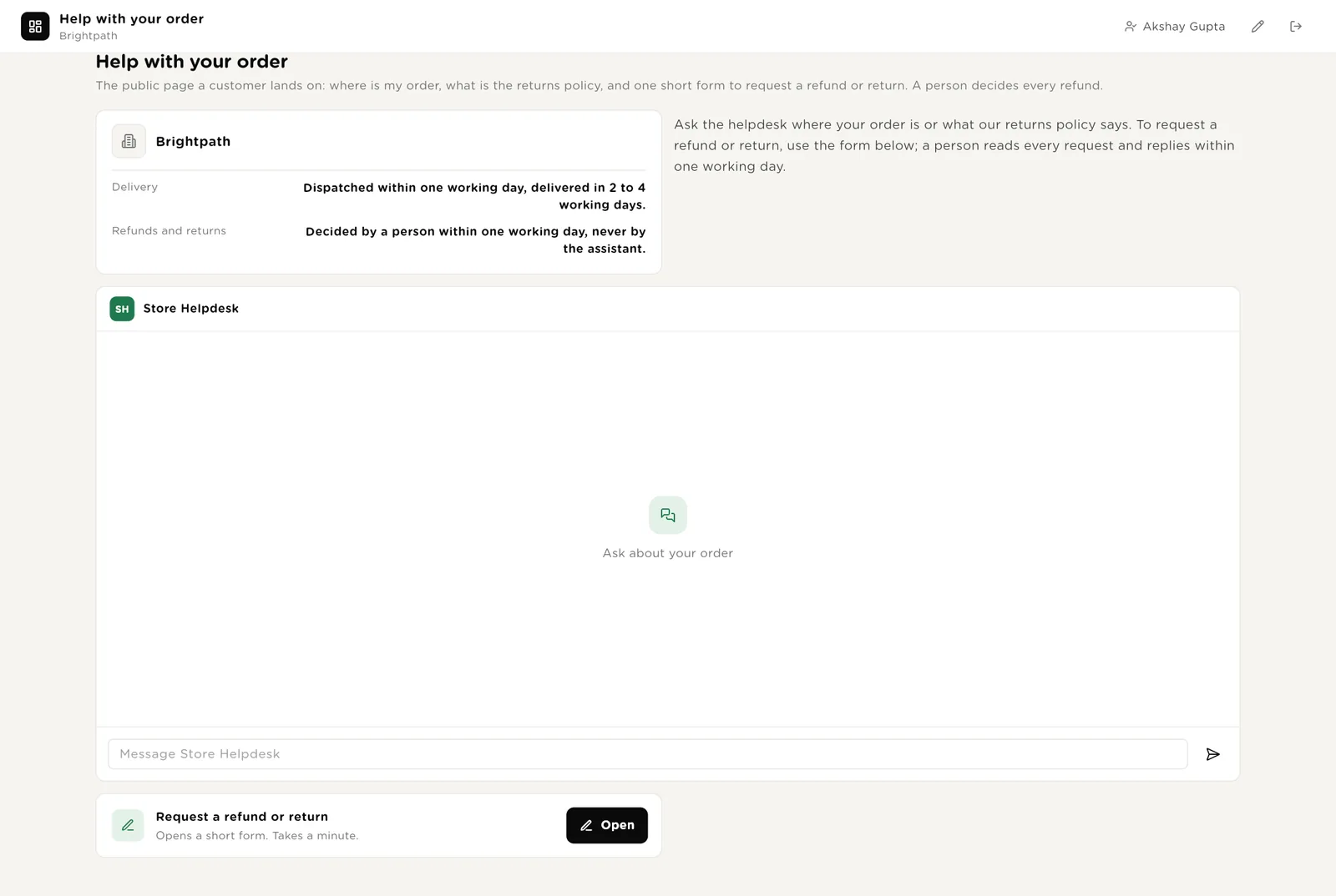 Request a refund or return