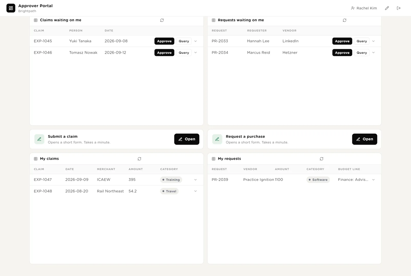 Your own claims and requests